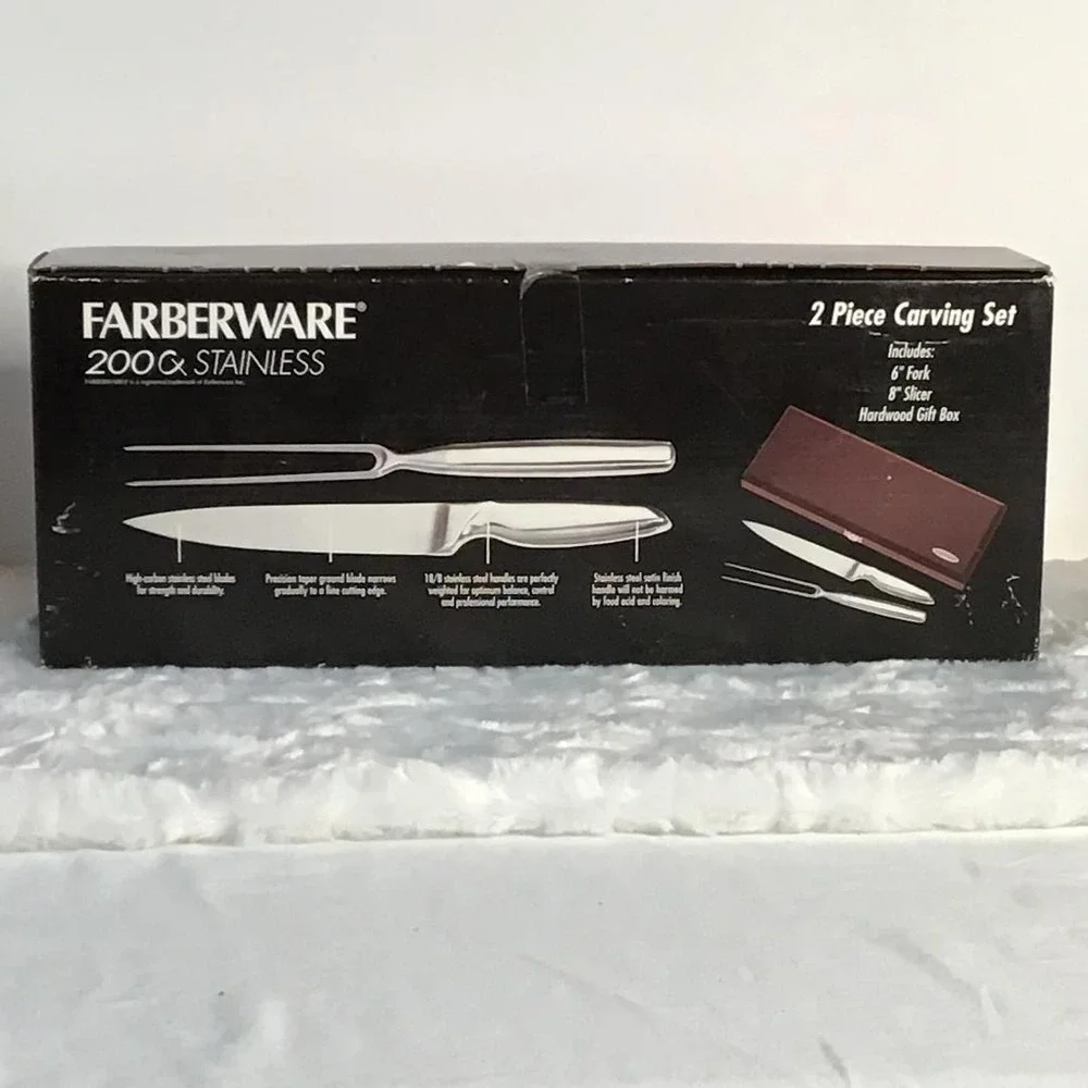 Farberware 200 Series 2 Piece Carving Set Stainless‎ Steel 8in Slicer 6in Fork